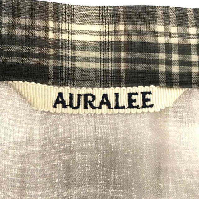 【美品】 AURALEE / オーラリー | 2021AW | WOOL RECYCLE POLYESTER SHEER CLOTH PLEATED SKIRT ウール ポリエステル チェック プリーツ スカート | 0 | ブラック | レディース