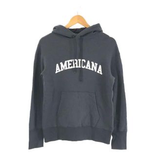 アメリカーナ(AMERICANA)のAmericana / アメリカーナ | L'Appartement 別注 Logo Parka ロゴ プリント スウェット パーカー | F | ネイビー | レディース(トレーナー/スウェット)