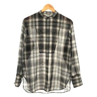 オーラリー(AURALEE)の【美品】  AURALEE / オーラリー | 2021AW | WOOL RECYCLE POLYESTER SHEER CLOTH STAND COLLAR SHIRT ウール ポリエステル チェック スタンドカラー シャツ | 0 | ブラック | レディース(シャツ/ブラウス(長袖/七分))