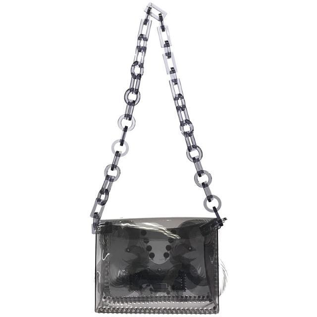 【美品】  Mame Kurogouchi / マメクロゴウチ | Transparent Sculptural Mini Chain Bag PVC 塩化ビニール チェーン ハンド ショルダー バッグ 箱付き | ブラック | レディース