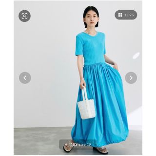 アダムエロぺ(Adam et Rope')の【美品】ADAM ET ROPE' FEMME リブコンビギャザーワンピース(ロングワンピース/マキシワンピース)