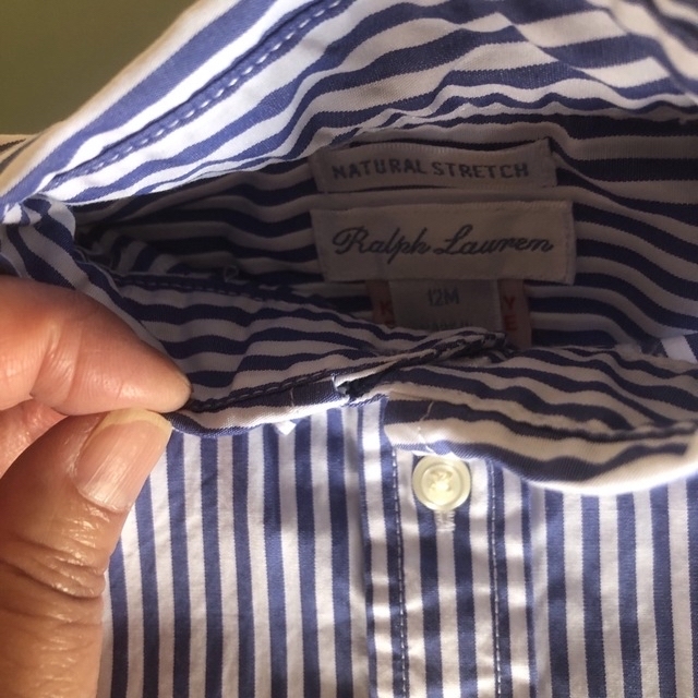 Ralph Lauren(ラルフローレン)のラルフローレン　ベビー　ボタンダウン　80cm  シャツ　ブルーストライプ　美品 キッズ/ベビー/マタニティのベビー服(~85cm)(シャツ/カットソー)の商品写真