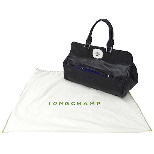 LONGCHAMP(ロンシャン)のロンシャン Longchamp バッグ レディース ブランド ハンドバッグ レザー ブラック 黒 ロック おしゃれ 大人 おでかけ 【中古】 レディースのバッグ(ハンドバッグ)の商品写真