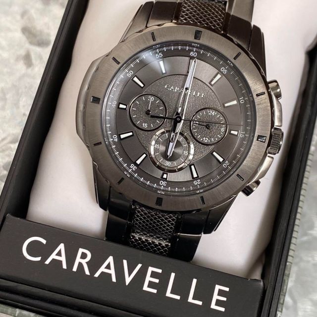 希少CARAVELLE キャラベル 新品 高級メンズ腕時計 グレー クロノグラフ
