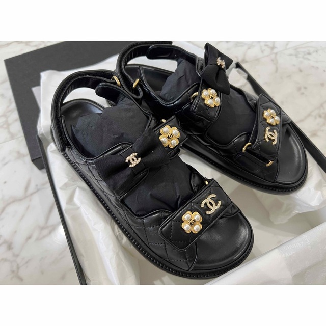 CHANEL スパンコール　サンダル　38