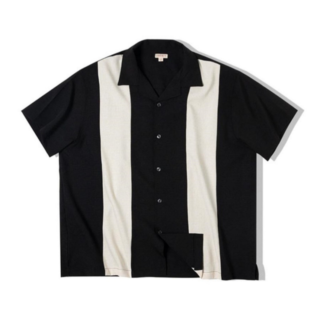 メンズシャツ 異素材コンビ キューバカラー 半袖シャツ ハイブリッドルーズシャツ