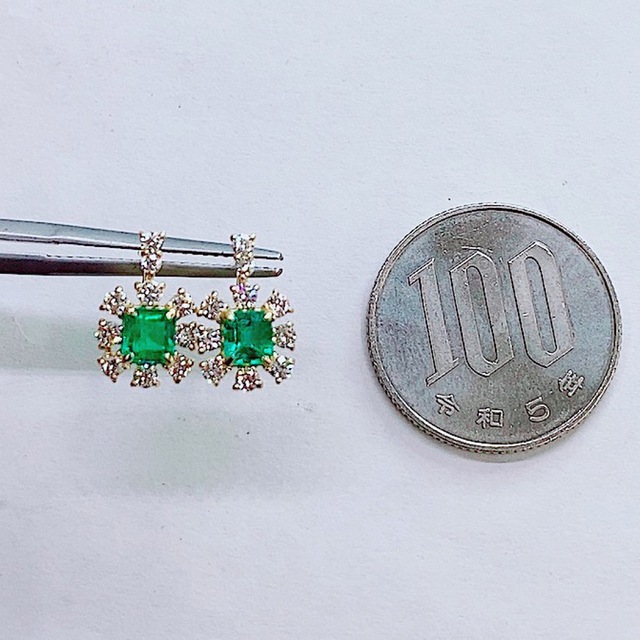 ★0.50ct★✨エメラルド0.48ctダイヤモンドK18ピアスイヤリング