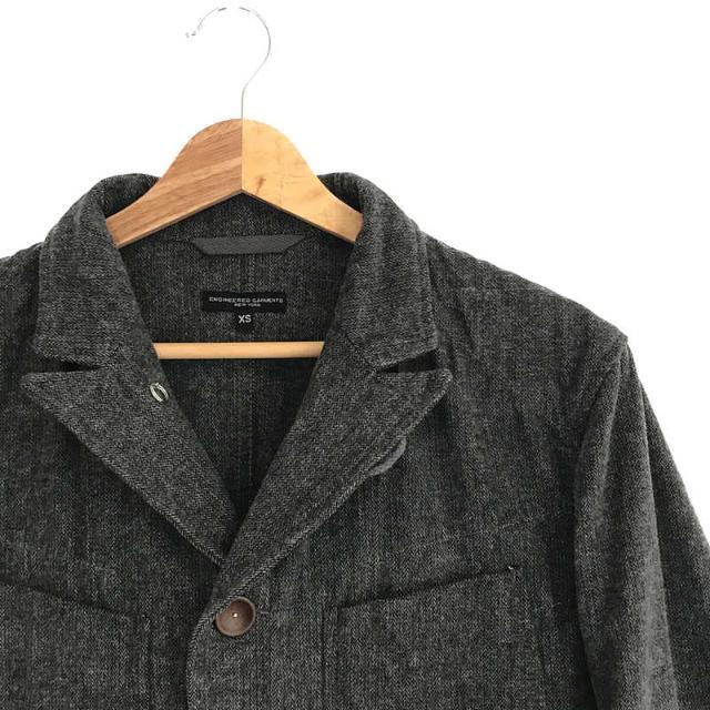 【美品】 Engineered Garments / エンジニアドガーメンツ | ベッドフォード ヘリンボーン ウッド ボタン エルボーパッチ  シングルブレスト ジャケット 袖裏柄切替 | XS | グレー | メンズ