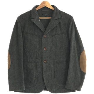 エンジニアードガーメンツ(Engineered Garments)の【美品】  Engineered Garments / エンジニアドガーメンツ | ベッドフォード ヘリンボーン ウッド ボタン エルボーパッチ シングルブレスト ジャケット 袖裏柄切替 | XS | グレー | メンズ(その他)