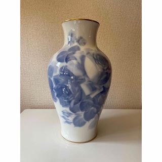 大倉陶園花瓶ブルーローズ柄 花瓶大 手書き | www.innoveering.net