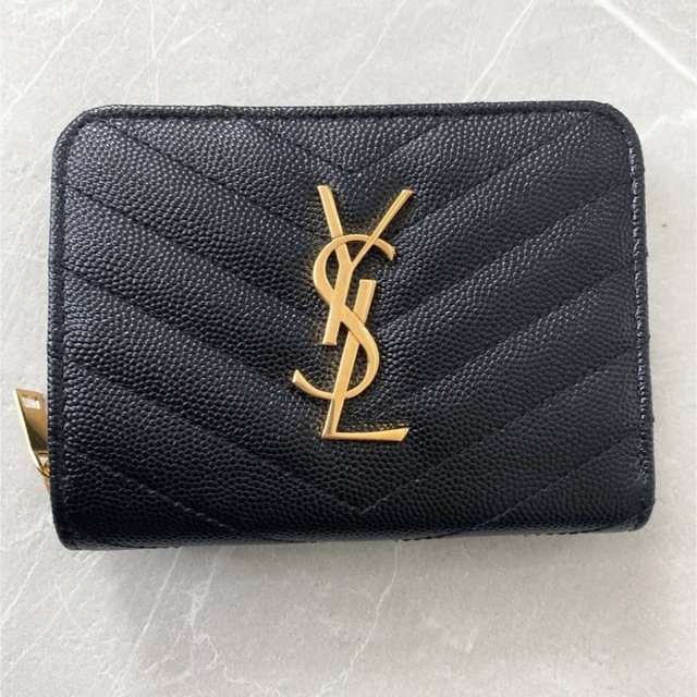 注目ショップ Saint Yves Laurent サンローラン 二つ折り財布 黒 ミニ