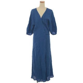 ドゥーズィエムクラス(DEUXIEME CLASSE)のDeuxieme Classe / ドゥーズィエムクラス | 2020SS | Linen Madam Dress リネン マダム ドレス カシュクール ワンピース | F | ブルー | レディース(ロングワンピース/マキシワンピース)