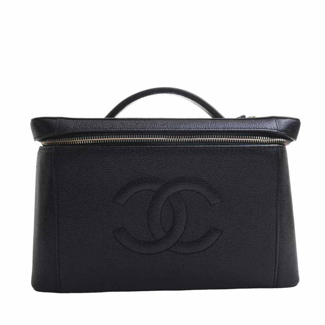 CHANEL シャネル キャビアスキン ココマーク 2WAY バニティバッグ - ブラック by