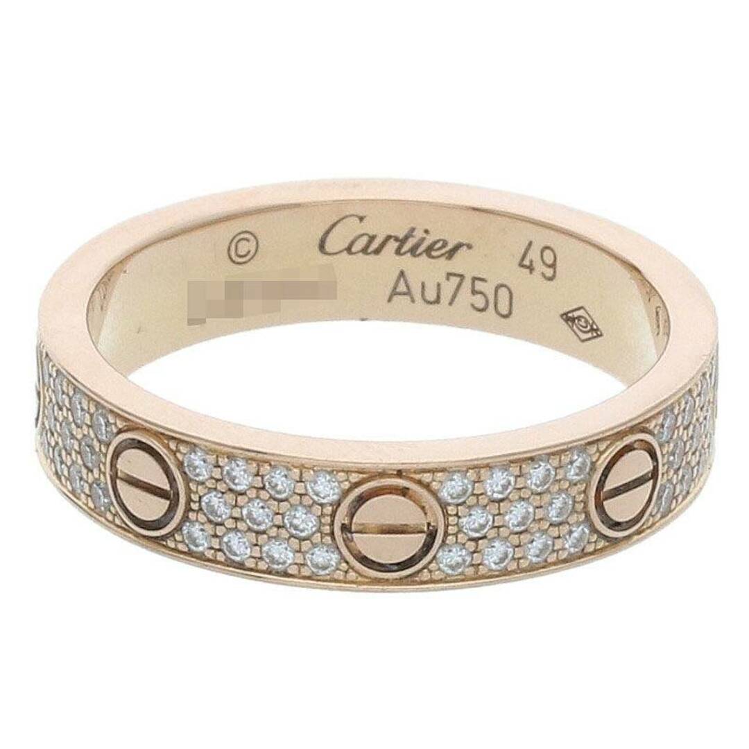 超可爱 Cartier 49/8.5号 レディース PAVEダイヤリング K18PG ミニラブリング カルティエ リング(指輪) 