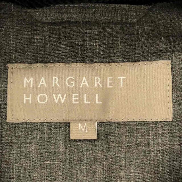 【美品】  MARGARET HOWELL / マーガレットハウエル | × HARRIS TWEED / ハリスツイード 別注 チンストラップ付き ウール ヘリンボーン ダウンベスト 襟内コーデュロイ | M | グレー | メンズ