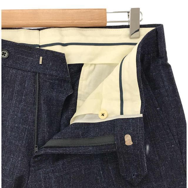 【美品】  BROOKS BROTHERS / ブルックスブラザーズ | USA製 1818ライン セットアップ スーツ CANONICO カノニコ社製 ウール シルク リネン チェック2B テーラード ジャケット スラックス | 40/34 | ネイビー | メンズ