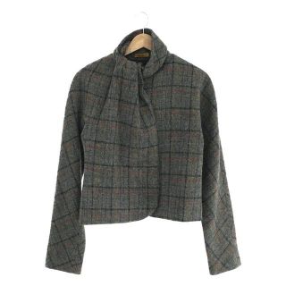 ピーターイェンセン(Peter Jensen)のPETER JENSEN / ピーターイェンセン | × Harris Tweed ハリスツイード 別注 ウール スタンドカラー チェック ジャケット | S | グレー | レディース(その他)