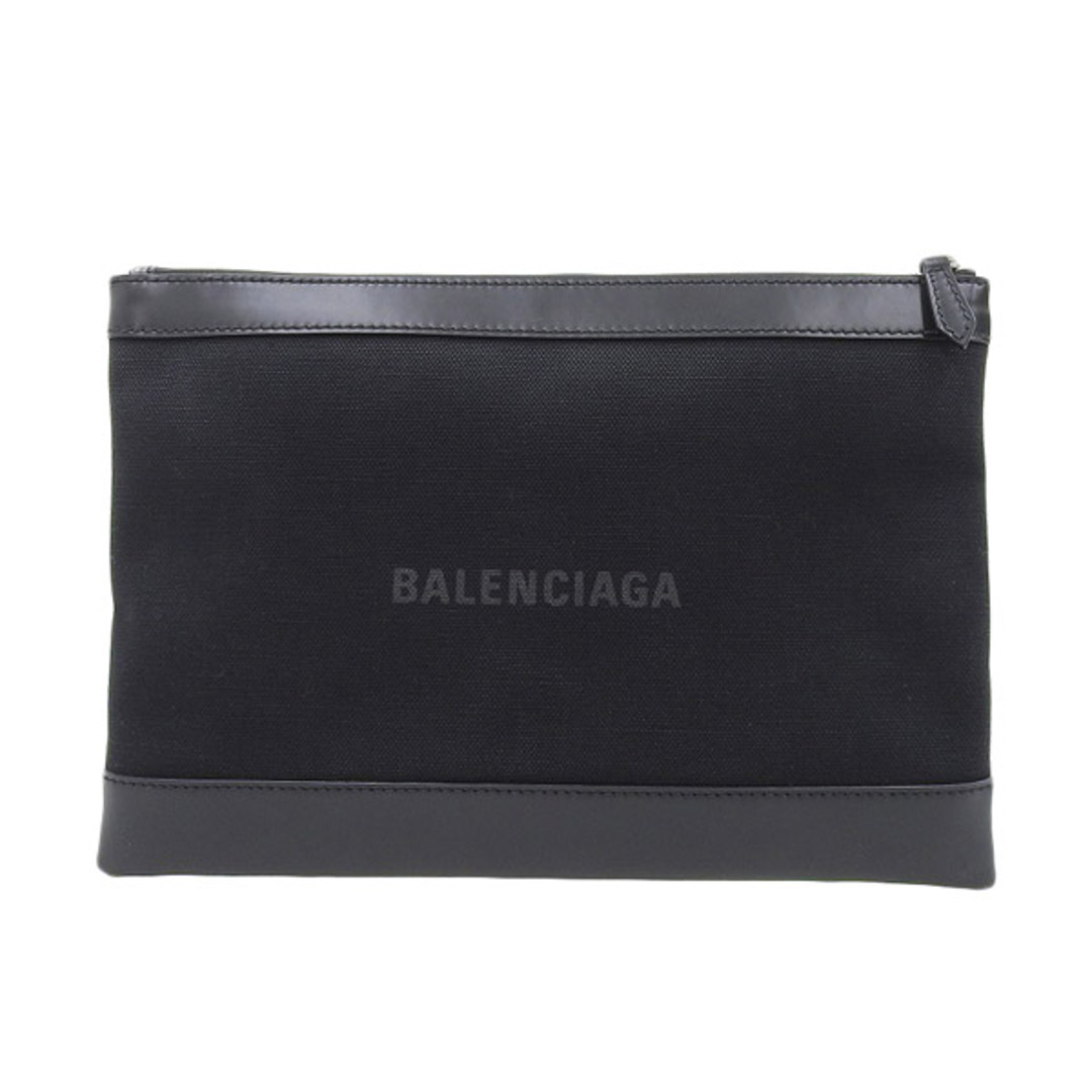Balenciaga バレンシアガ キャンバス レザー ネイビークリップM