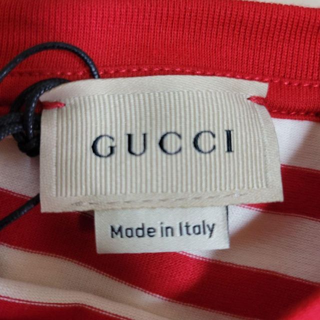 Gucci - GUCCI タグ付き ボーダー ロゴ Tシャツ 可愛い プレゼント