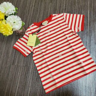 Gucci - GUCCI タグ付き ボーダー ロゴ Tシャツ 可愛い プレゼント