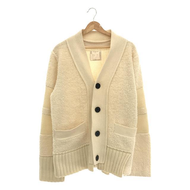 フロント×2裏地sacai / サカイ | 2020AW | Wool Knit Cardigan アシンメトリー ウール ニット カーディガン | 1 | ホワイト | メンズ