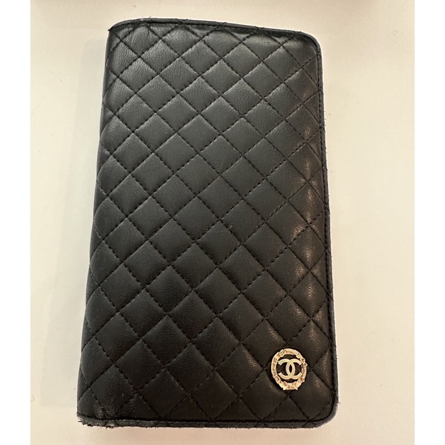 CHANEL 店舗購入 長財布 キルティング レザー 黒 ピンク