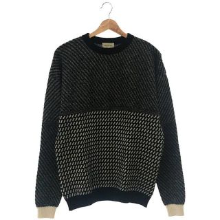 ファクトタム(FACTOTUM)のFACTOTUM / ファクトタム | 7G Alpaca Wool Allan Pattern Crew Knit アルパカ ウール アラン パターン ジャガード クルーネック ニット セーター | 46 | ブラック | メンズ(ニット/セーター)