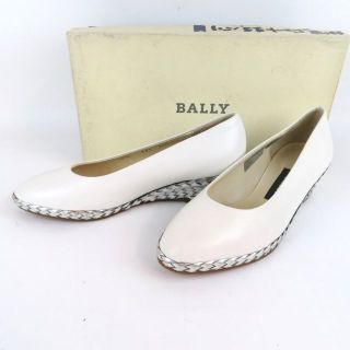 バリー(Bally)のBALLY ウェッジソール パンプス ホワイトｘシルバー ジュート巻き35.5(ハイヒール/パンプス)