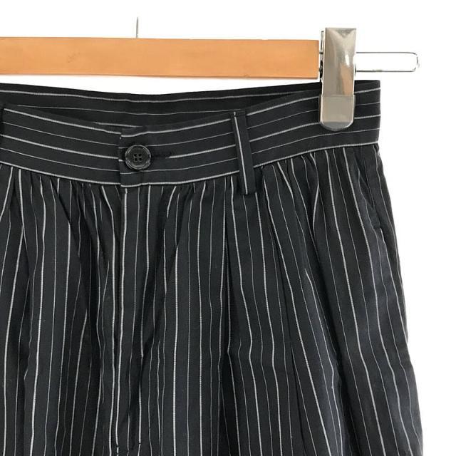 【美品】 MM6 Maison Margiela / エムエムシックスメゾンマルジェラ | イタリア製 コットン ストライプ 2タック ワイド スラックス パンツ | 38 | BLACK | レディース