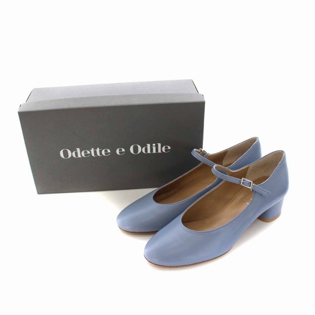 Odette e Odile(オデットエオディール)のオデットエオディール アローズ パンプス ラウンドトゥ レザー 24cm 水色 レディースの靴/シューズ(ハイヒール/パンプス)の商品写真