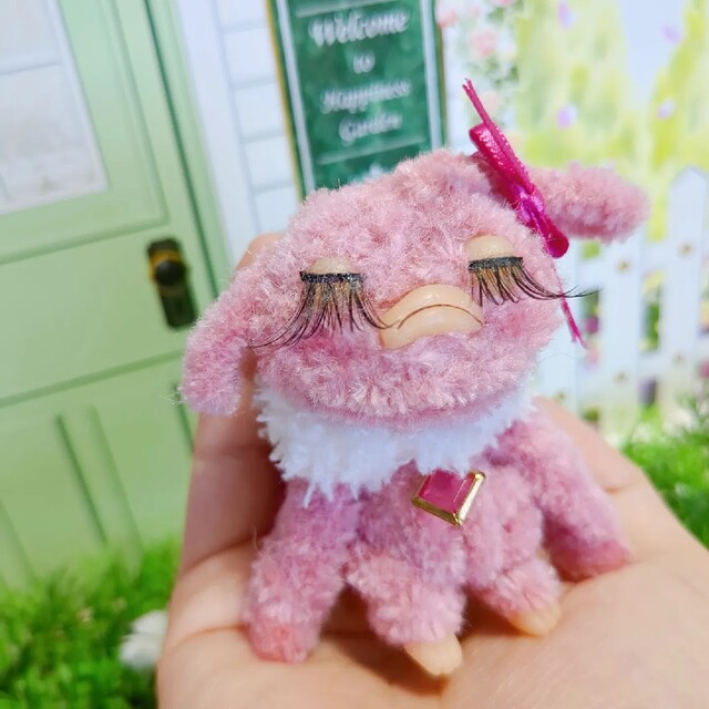 ぬいぐるみ/人形モールで出来た眠りの妖精　ピンクピンキーちゃん　アートドール　*hana*
