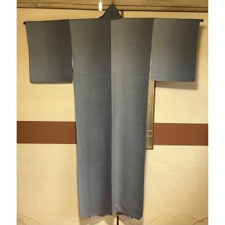 【美品】正絹 錦紗 無地 グレー グラデーション 袷 着物