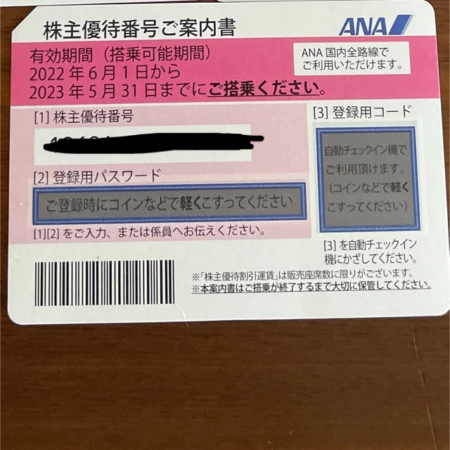 ANA(全日本空輸)(エーエヌエー(ゼンニッポンクウユ))のANA株主優待搭乗券 チケットの優待券/割引券(その他)の商品写真