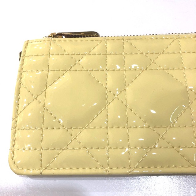 Dior(ディオール)のディオール Dior カードケース 名刺入れ カナージュ パテント コインケース エナメル ベージュ 美品 レディースのファッション小物(コインケース)の商品写真