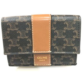 セリーヌ(celine)のセリーヌ CELINE スモール トリフォールド トリオンフ コンパクトウォレット 3つ折り財布 PVC/レザー ブラウン(財布)