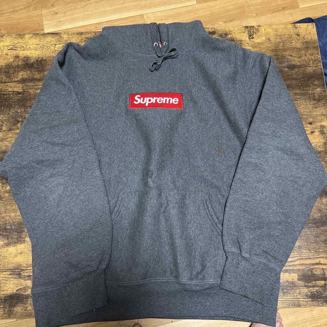 Supreme ボックスロゴ パーカー　チャコール　M