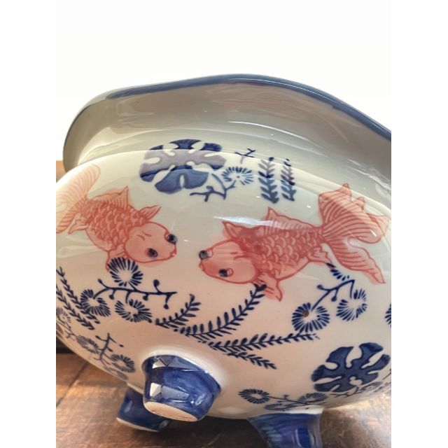 和物和モダン釉薬希少赤目天目陶器大鉢メダカ鉢金魚鉢