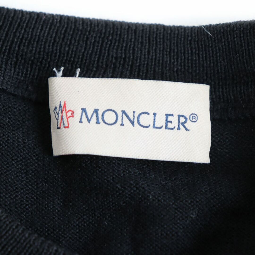 【ドンドン見直し】20年製◆MONCLER モンクレール トリコロールライン ウール100％  ロングスリーブ/長袖ニット ブラック S 正規品 メンズ