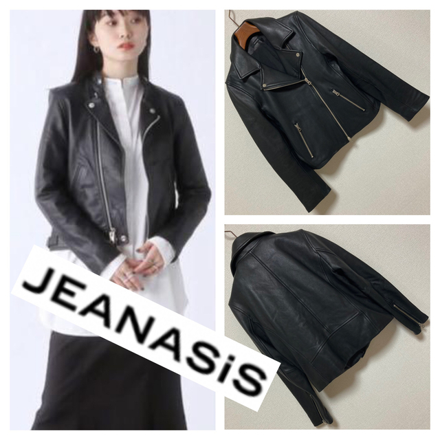 JEANASIS 羊革 ダブル レザー ライダース ジャケット-