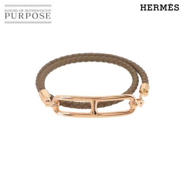 Hermes - 未使用 展示品 エルメス HERMES ルリ ドゥブルトゥール ブレスレット スイフト エトゥープ ピンクゴールド 金具 VLP 90189917