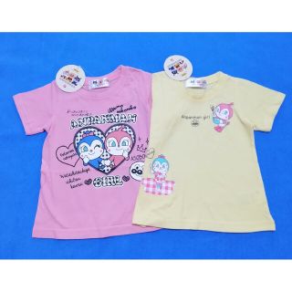 アンパンマン(アンパンマン)の新品　90cm　アンパンマン　女の子半袖Tシャツ2枚セット　イエロー×くすみp(Tシャツ/カットソー)