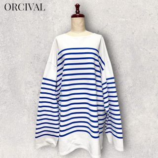 オーシバル(ORCIVAL)のORCIVAL ボーダー　トップス　ブルー　オーシバル　サイズ6(カットソー(長袖/七分))