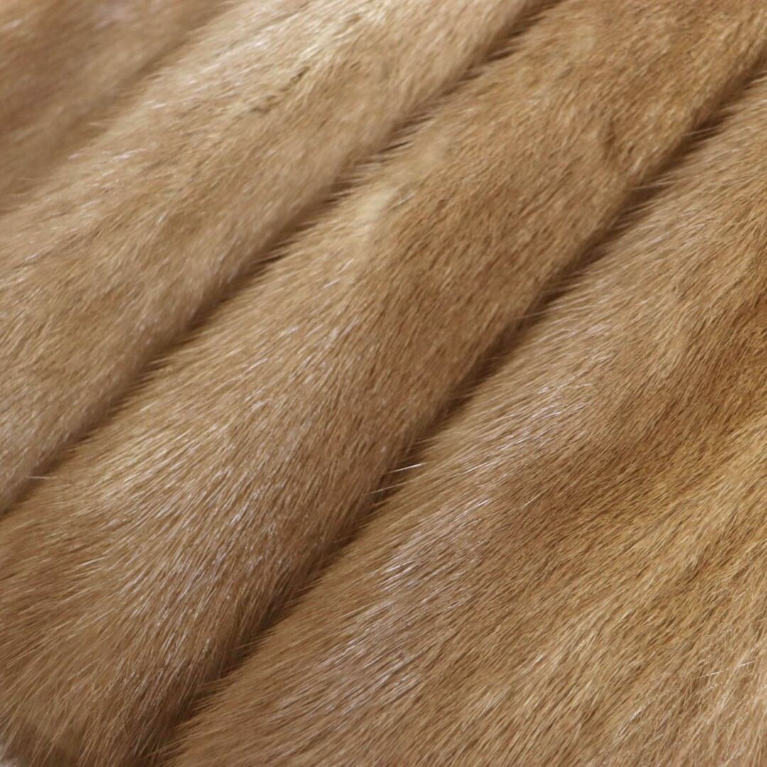 極美品▼MINK パステルミンク 裏地ロゴ柄 本毛皮コート ライトブラウン 毛質艶やか・柔らか◎
