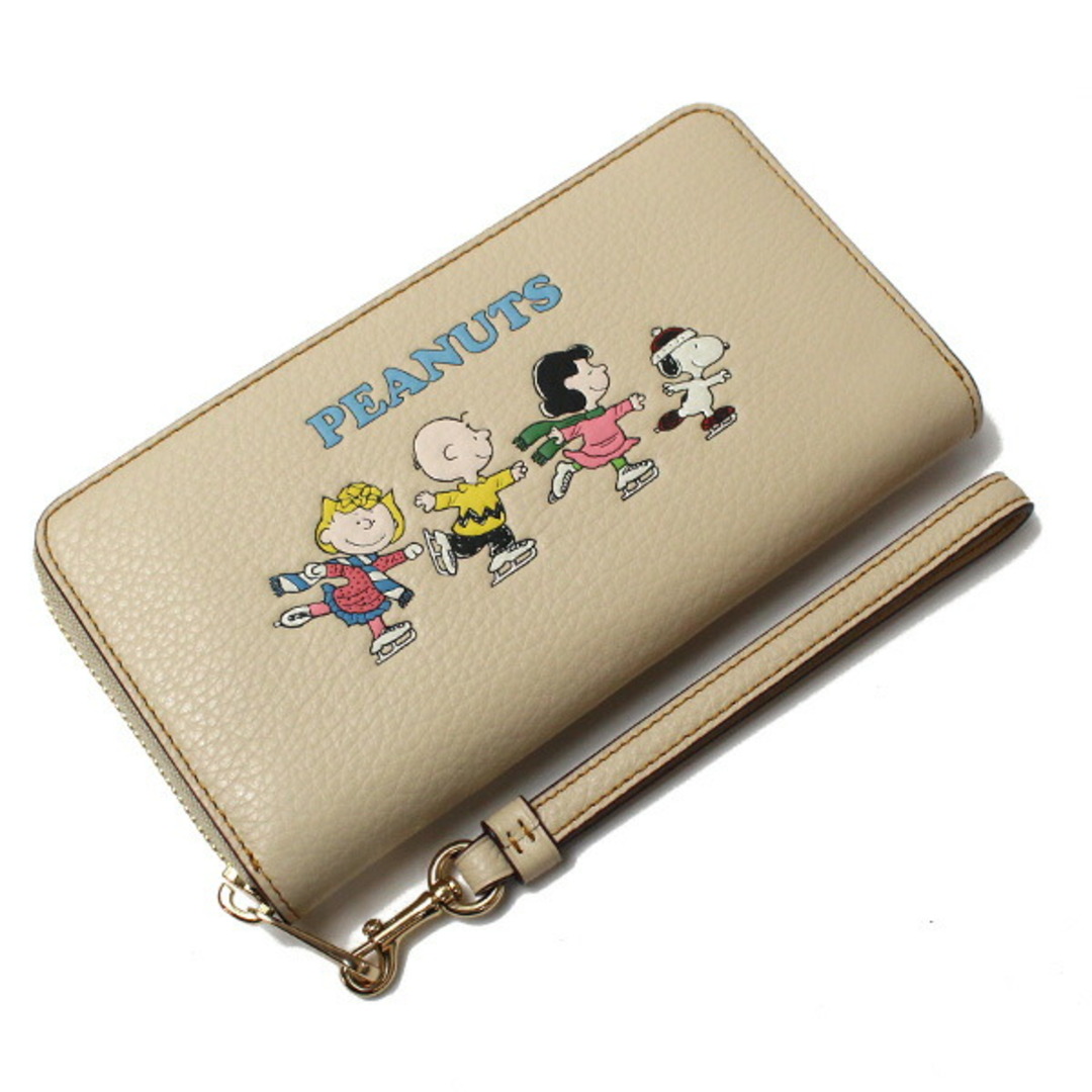 COACH コーチ PEANUTSコラボ ロング ジップ アラウンド ウォレット・スヌーピー アンド フレンズ モチーフ 長財布 ラウンドファスナー  アイボリー マルチ CF219 IMOQY ユニセックス【未使用】【買取品】 | フリマアプリ ラクマ