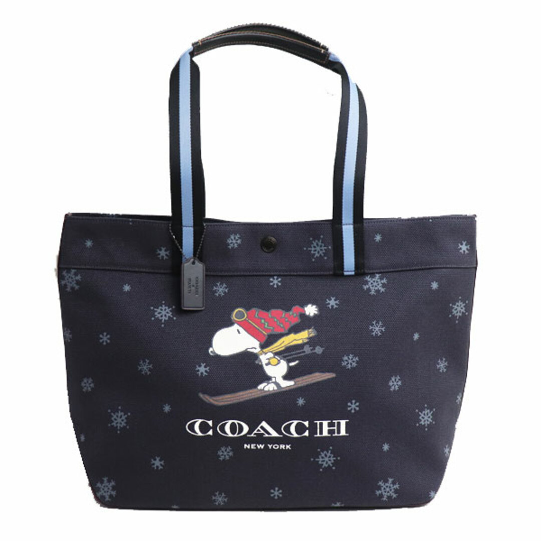 COACH コーチ PEANUTSコラボ トート 38・スヌーピー スキー モチーフ トートバッグ ブルー マルチ CE632 QBDEI ユニセックス【未使用】【買取品】