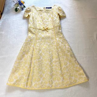 美品✨エムズグレイシーワンピース/リボン/小花柄/光沢感/40