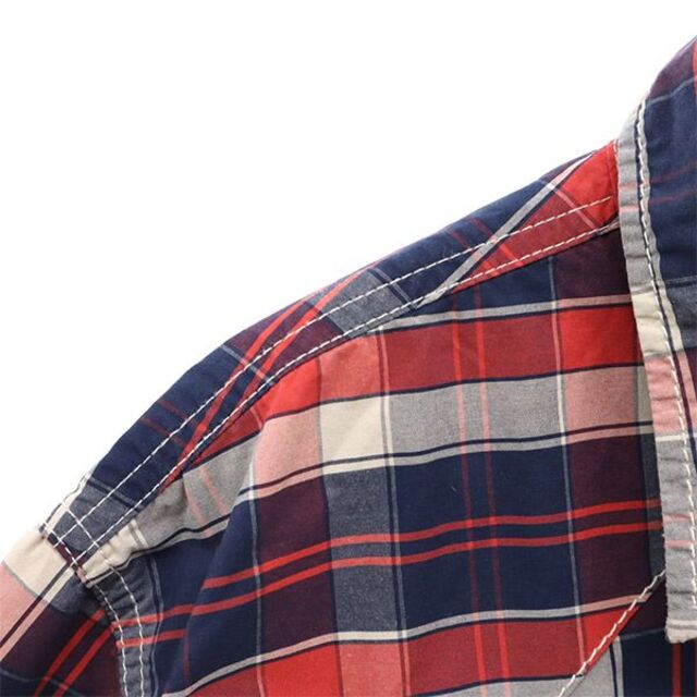 リーバイス レッドタブ チェック 半袖 ウエスタンシャツ XL レッド系