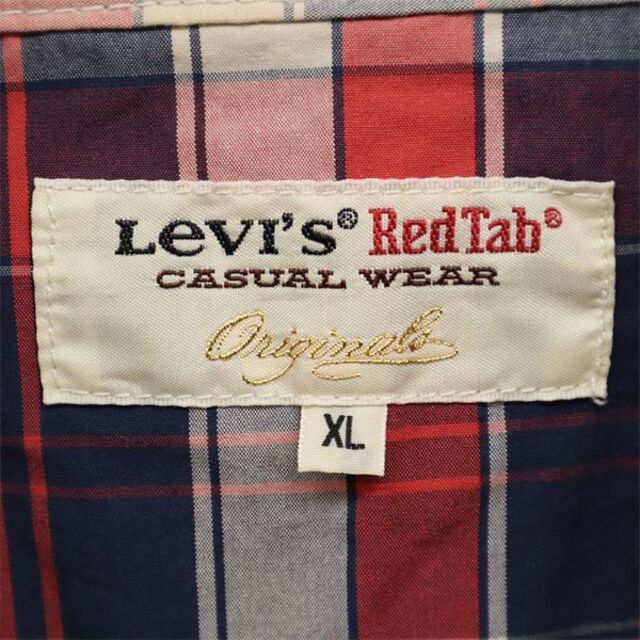 リーバイス レッドタブ チェック 半袖 ウエスタンシャツ XL レッド系