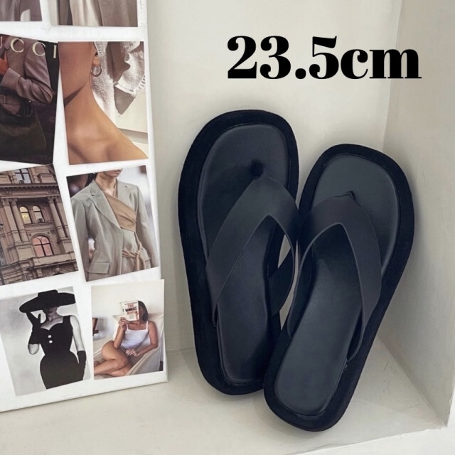 厚底 プラットフォーム サンダル 黒 37 フラット 靴 春物 夏物 フレーム レディースの靴/シューズ(サンダル)の商品写真