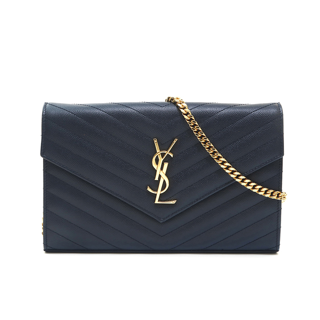 イヴ・サンローラン YSL Vステッチ ロゴ クラッチ バッグ チェーン